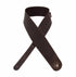 A brown leather guitar strap with edge stitching.