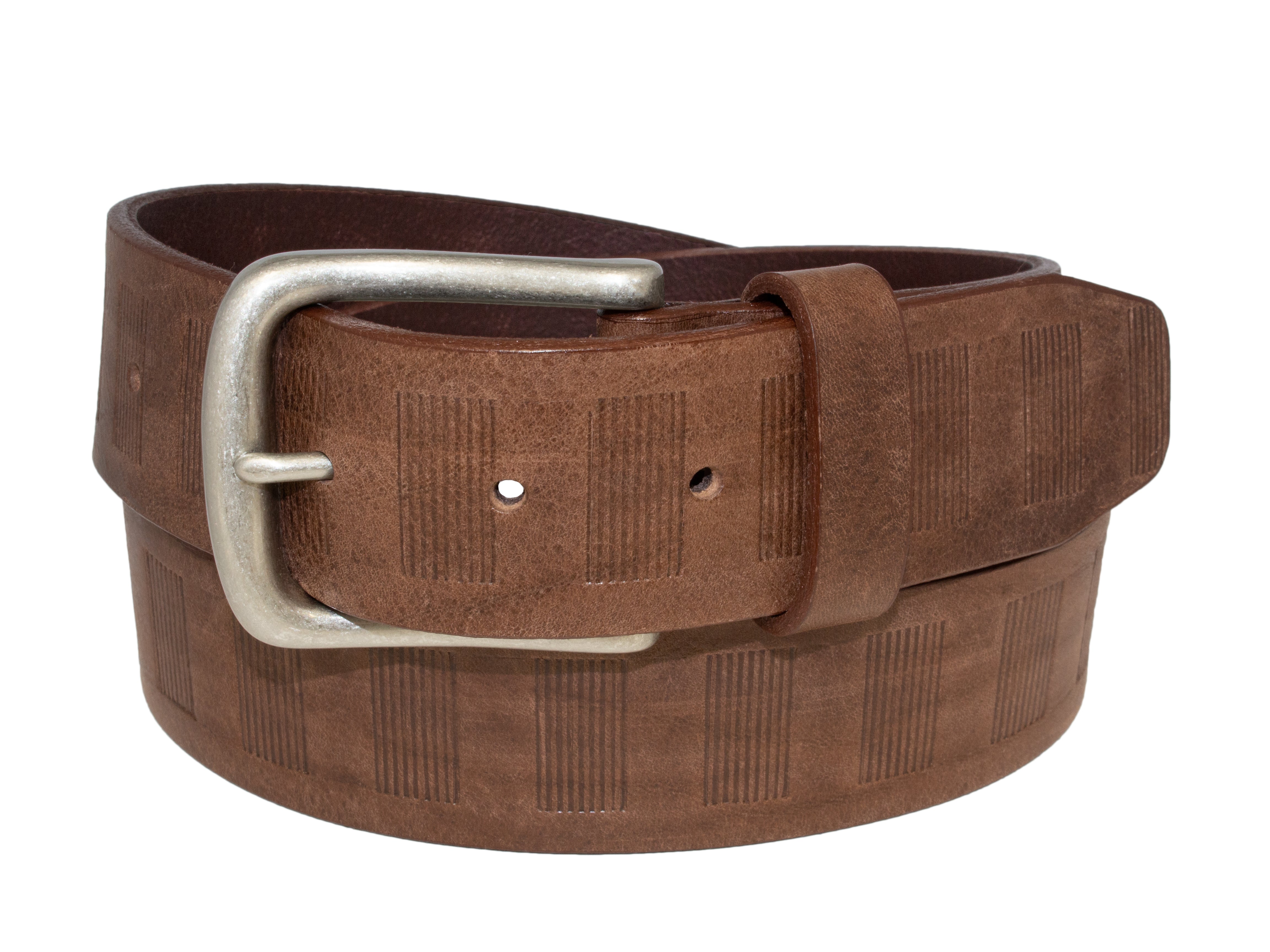 Center Emboss Italian Full-Grain Leather Belt