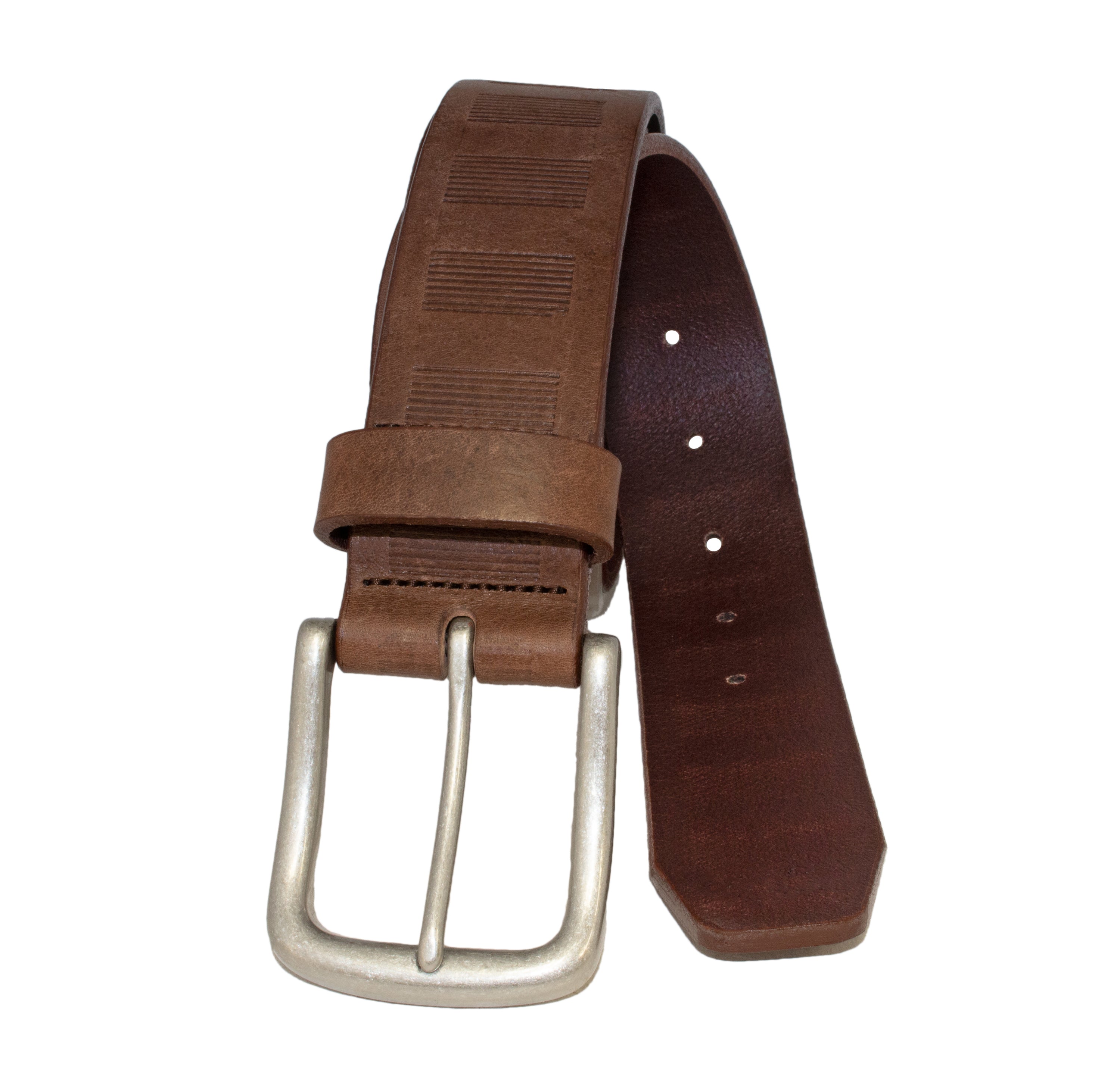 Center Emboss Italian Full-Grain Leather Belt