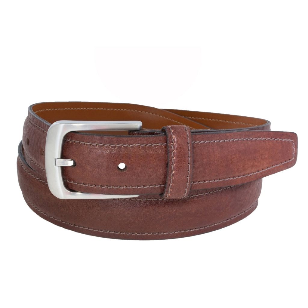 Ceinture en cuir italien pleine fleur rembourrée et cousue à la main