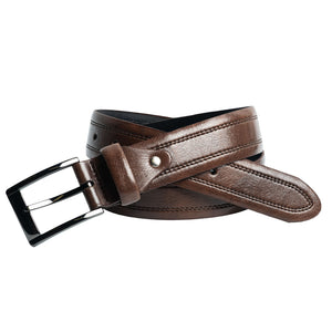 Style 10235CS - 35mm Inset Double Stitched Chicago Screw Men's Leather Dress Belt