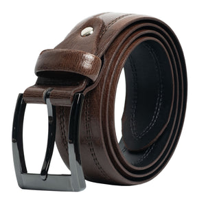 Style 10235CS - 35mm Inset Double Stitched Chicago Screw Men's Leather Dress Belt