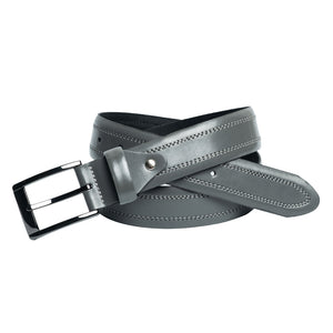 Style 10235CS - 35mm Inset Double Stitched Chicago Screw Men's Leather Dress Belt