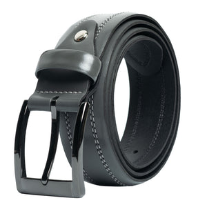 Style 10235CS - 35mm Inset Double Stitched Chicago Screw Men's Leather Dress Belt