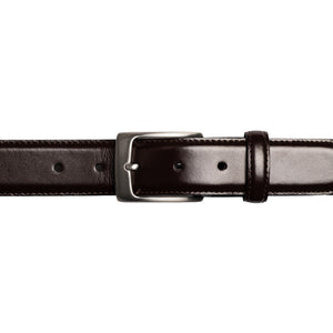Edge Stitched Italian Leather Belt with Chicago Screw Tab