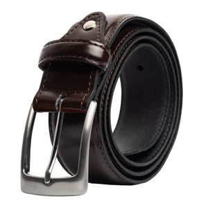 Edge Stitched Italian Leather Belt with Chicago Screw Tab