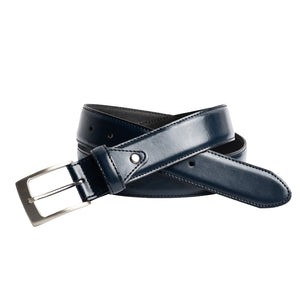 Edge Stitched Italian Leather Belt with Chicago Screw Tab