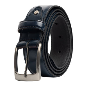 Edge Stitched Italian Leather Belt with Chicago Screw Tab