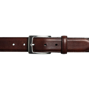 Edge Stitched Italian Leather Belt with Chicago Screw Tab