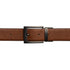 Brown belt with a black buckle on a white background
