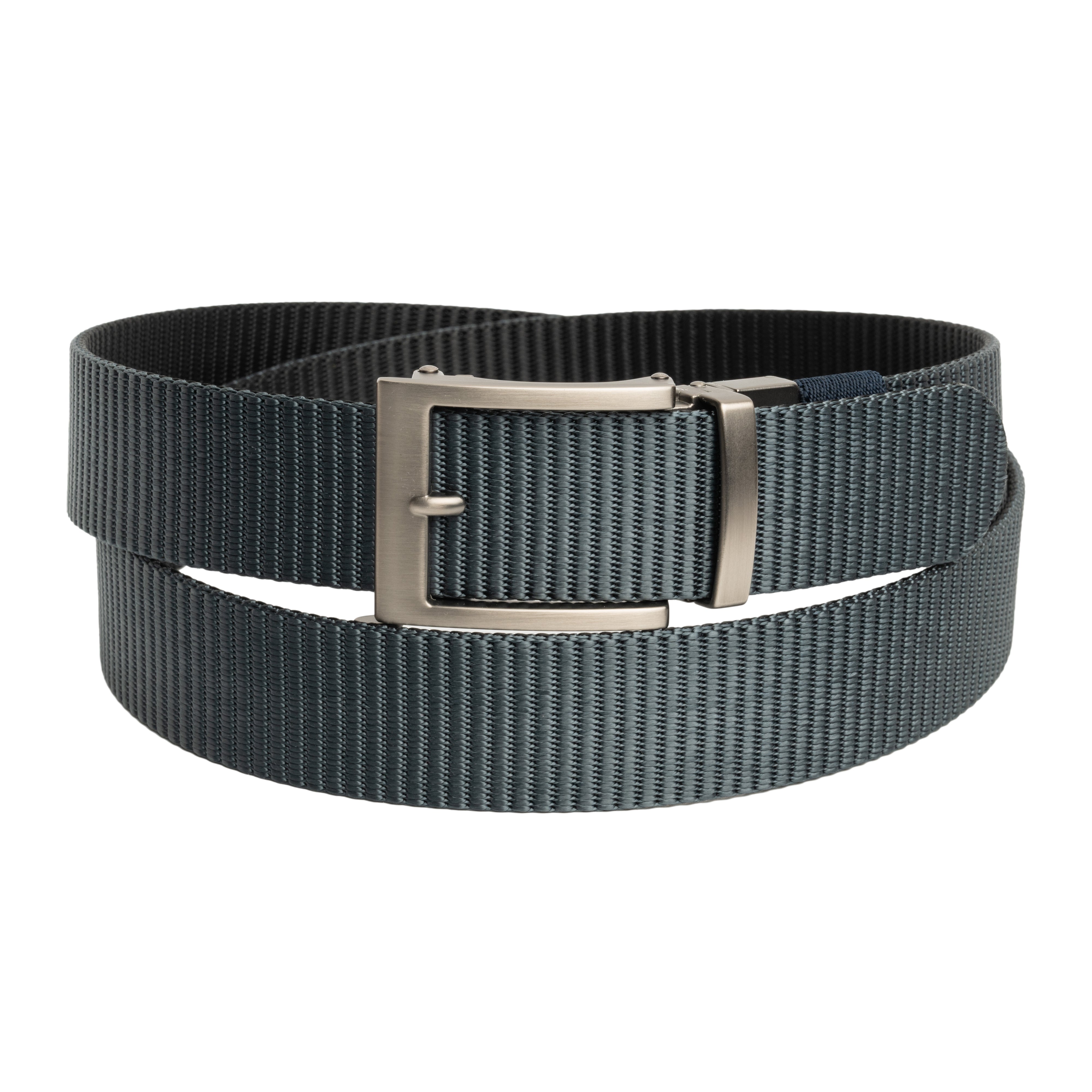 Steel Blue belt with a silver buckle on a white background