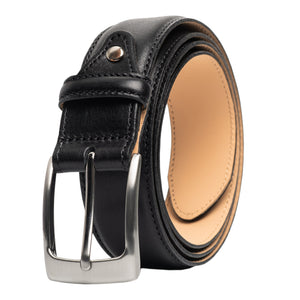 Edge Stitched Italian Leather Belt with Chicago Screw Tab