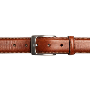 Edge Stitched Italian Leather Belt with Chicago Screw Tab