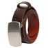 Soft hand stained Italian full-grain leather belt with textured plaque buckle