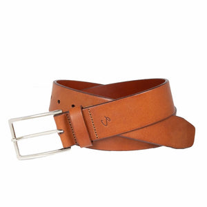 Cuir italien pleine fleur teint à la main avec boucle italienne discrète polie à la main