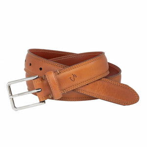Hand Stained full Grain Italian Leather With Double Stitched Feather Edge