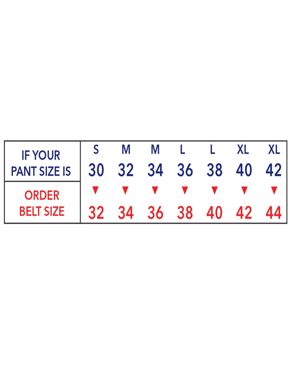 belt size chart