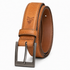 Textured Italian Leather Belt with Edge Stitching by Nick Graham in Dark Tan leather belt with satin nickel buckle