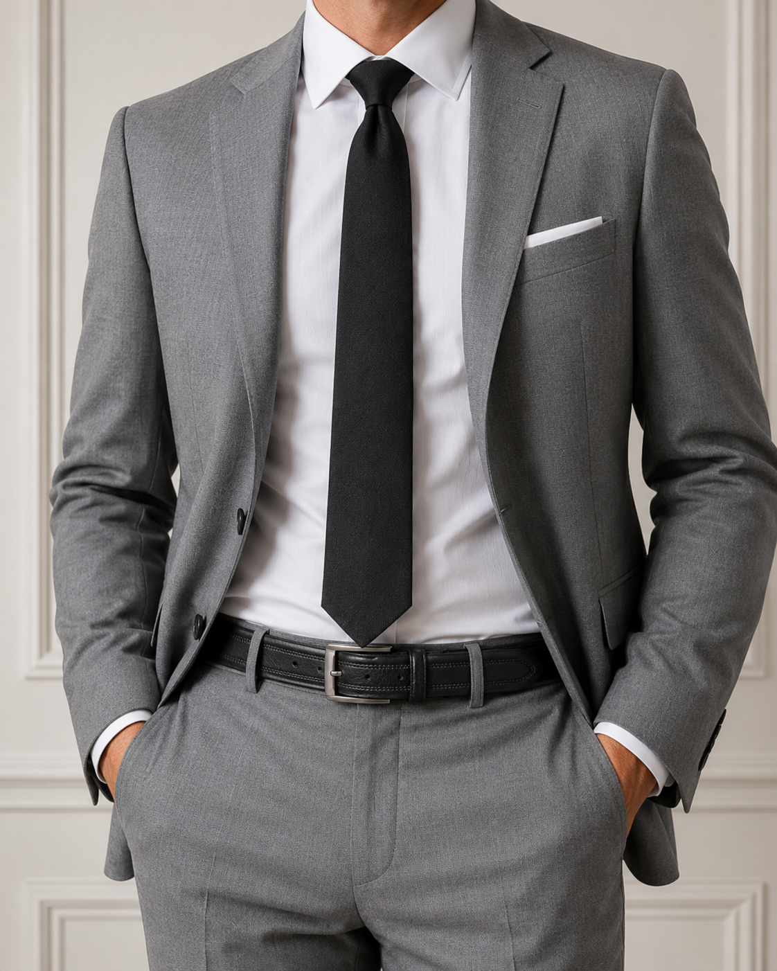 Style 10235 - 35mm Inset Double Stitched Men's Leather Dress Belt