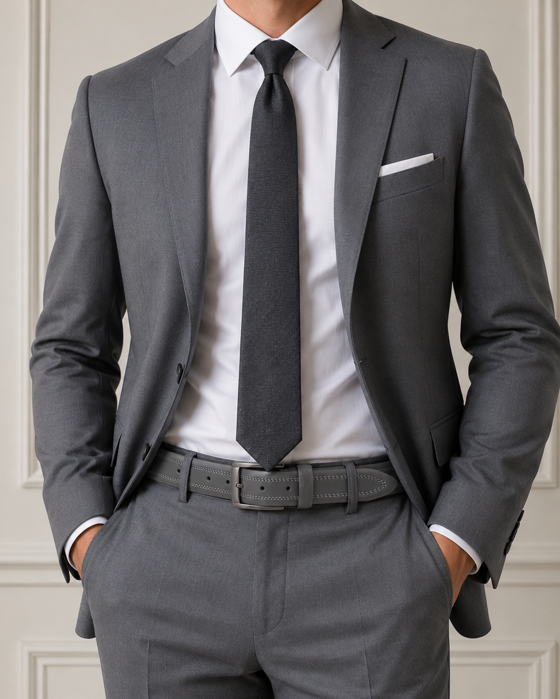 Style 10235 - 35mm Inset Double Stitched Men's Leather Dress Belt