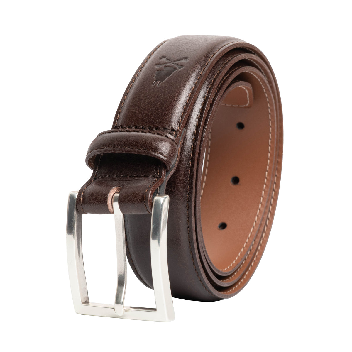 Pebble Finish Italian Leather Belt with Edge Stitching  display picture 3
