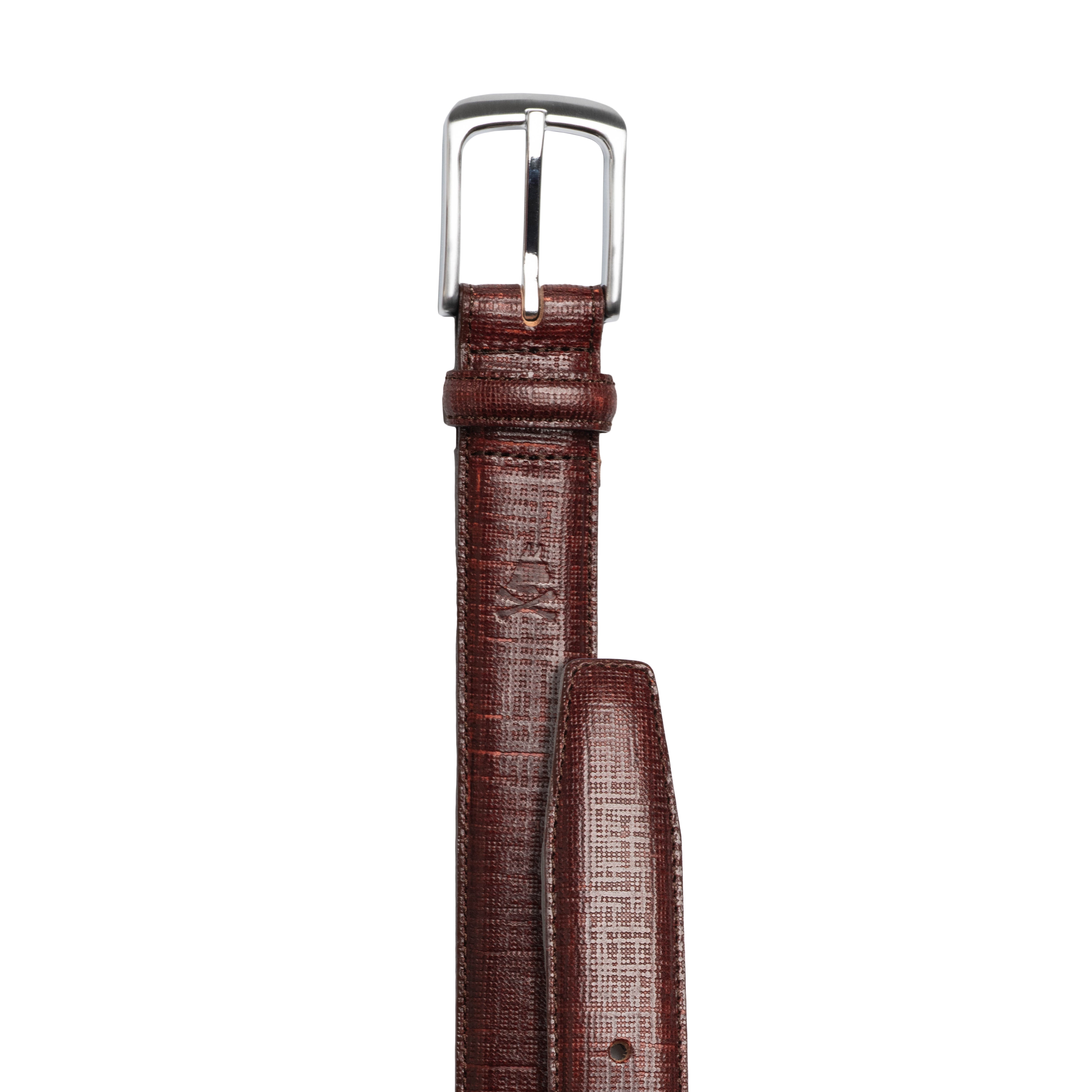 Textured Edge Stitched Italian Leather Belt