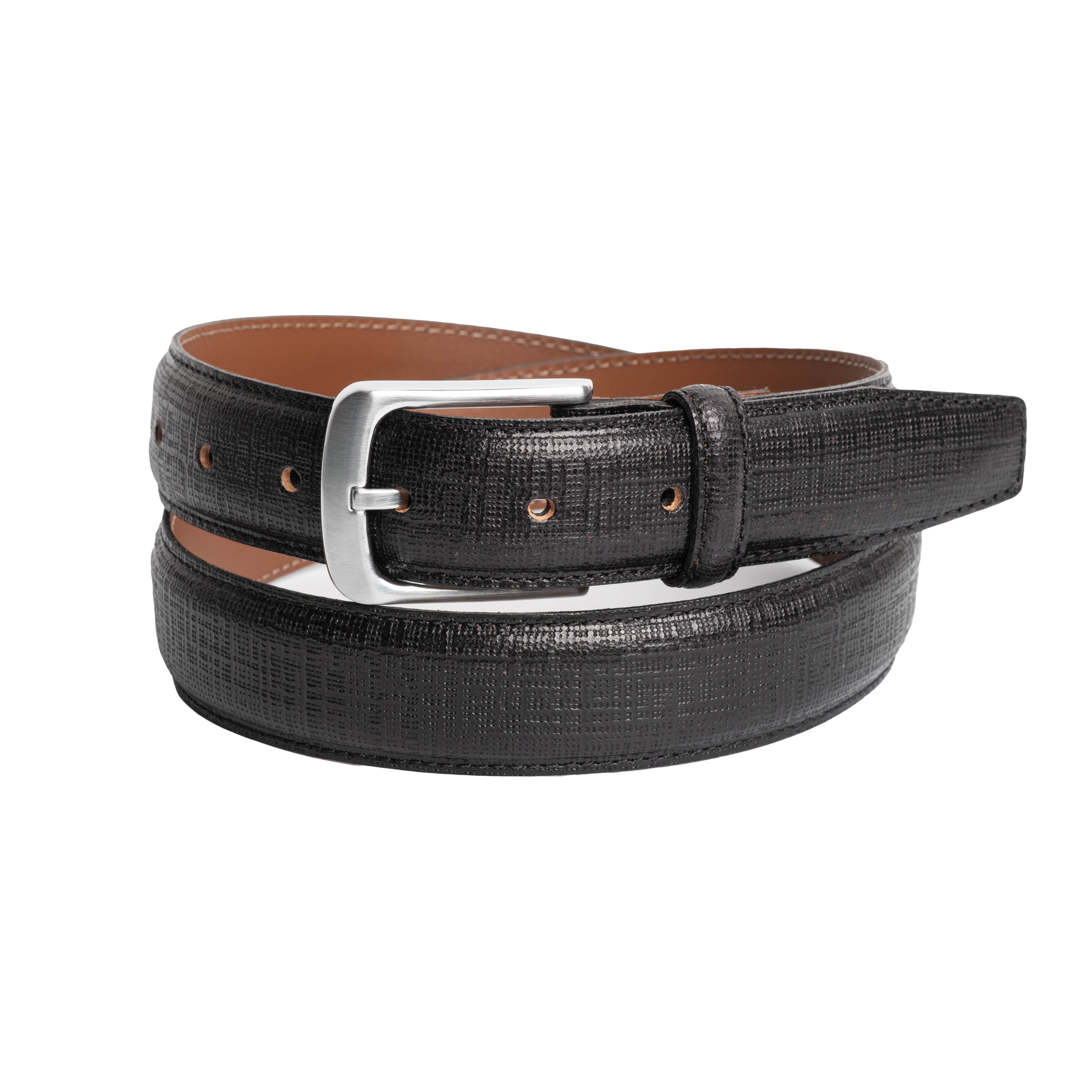 Textured Edge Stitched Italian Leather Belt