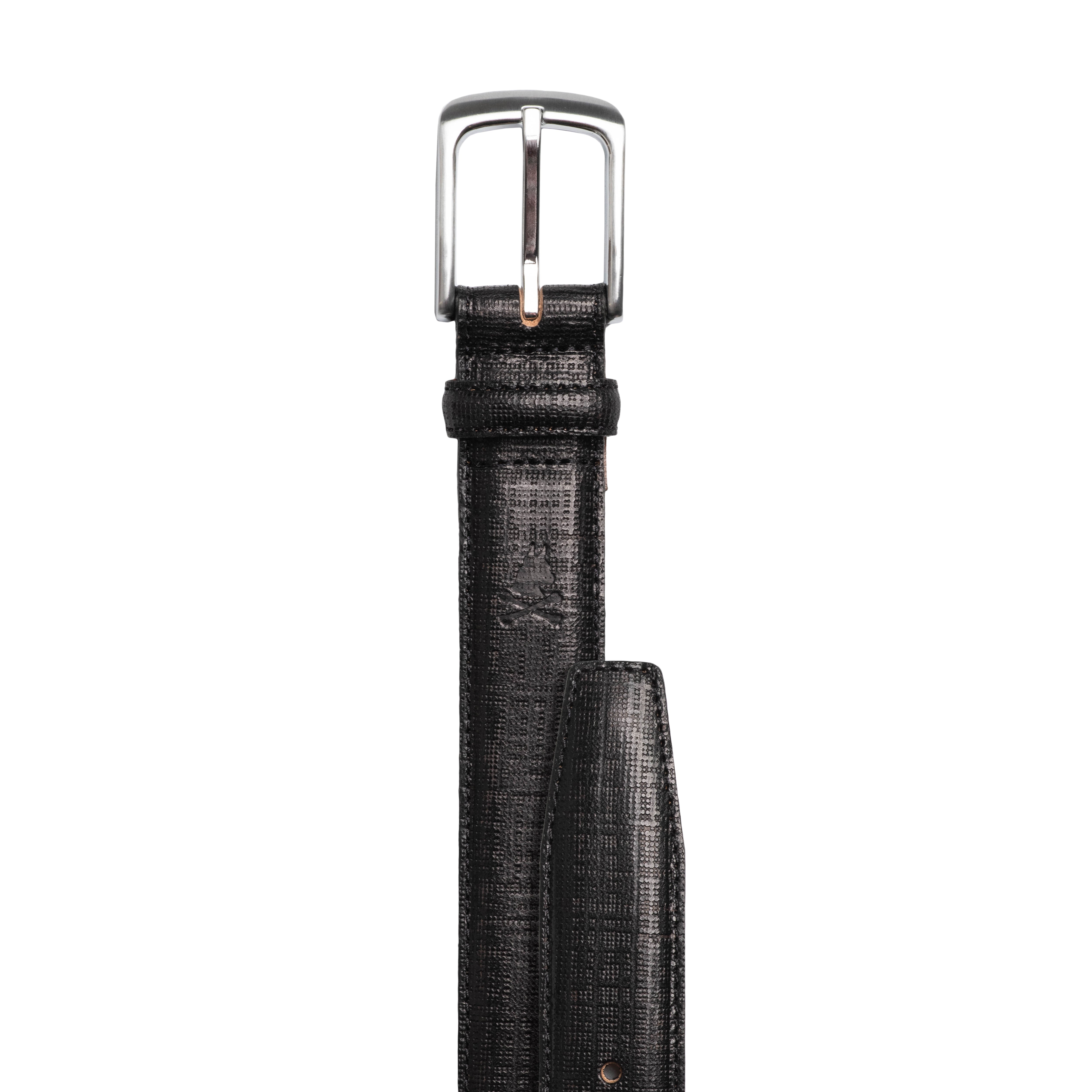 Textured Edge Stitched Italian Leather Belt