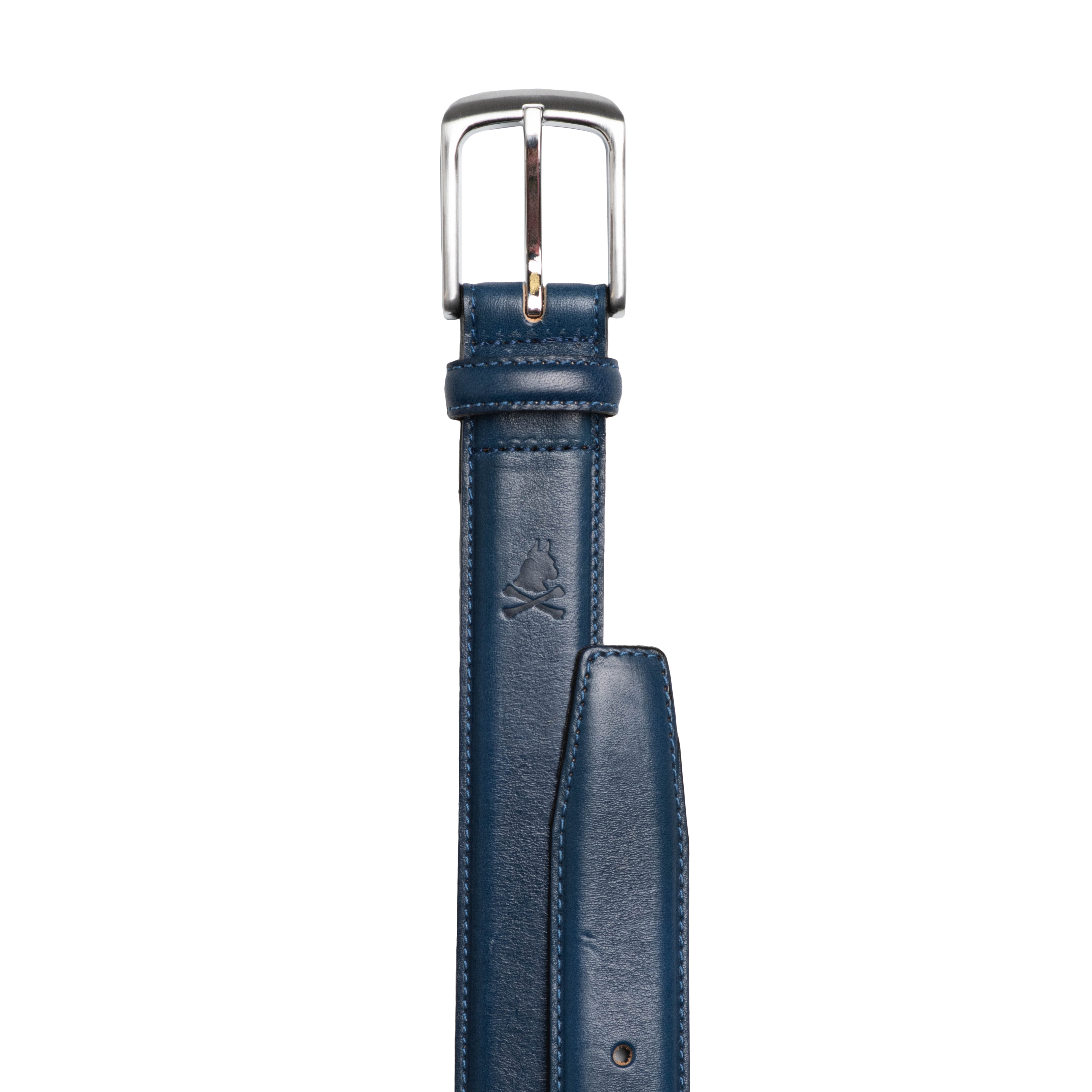 Smooth Finish Italian Leather Belt with Edge Stitching