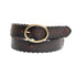 Silver Jeans Co. 35mm Genuine Leather Belt with leather belt, antique brass buckle and scalloped edge