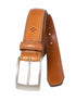 Stitched Feather Edge Smooth Italian Full Grain Leather Belt