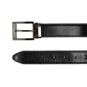 Style 014140- Men's 35mm Genuine Leather Strap with Contrast Double Stitch