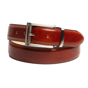 Style 014140- Men's 35mm Genuine Leather Strap with Contrast Double Stitch
