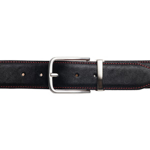 Style 014140- Bracelet en cuir véritable de 35 mm pour hommes avec double couture contrastante