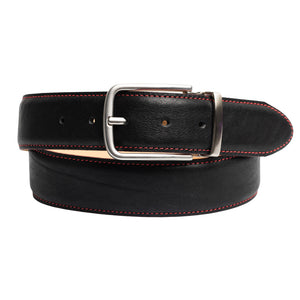 Style 014140- Bracelet en cuir véritable de 35 mm pour hommes avec double couture contrastante