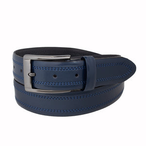 Style 10235 - 35mm Inset Double Stitched Men's Leather Dress Belt