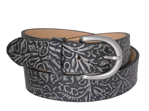 Style 114140- 30mm Women's Floral Emboss Pattern Belt