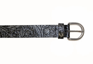 Style 114140- 30mm Women's Floral Emboss Pattern Belt