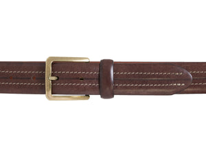 Hand stained Italian full-grain leather belt with center stitch detail