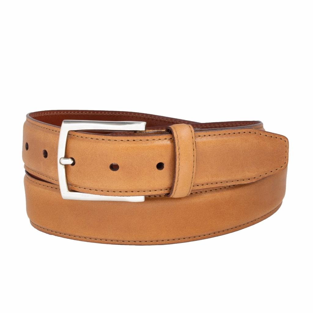 Italian Oil Tan Full Grain Pull Up Leather With Stitched Feather Edge