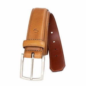 Italian Oil Tan Full Grain Pull Up Leather With Stitched Feather Edge