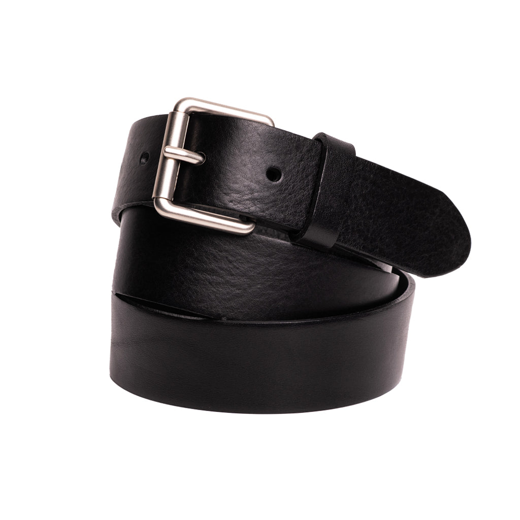 full-grain leather dress belt professional 32mm black brown buckle types 32mm Boys Italian Full Grain Leather Jean Belt XL / Black