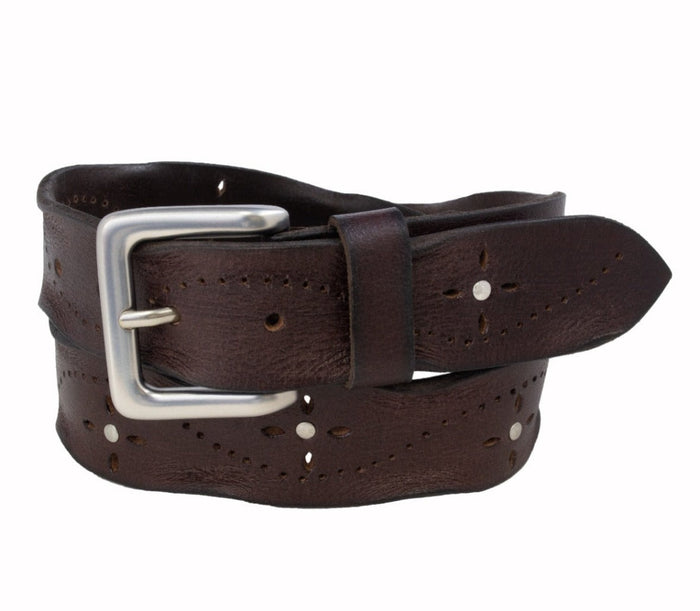 Silver Jeans Co. 35MM Genuine Leather Worn Edge with Stud Detail