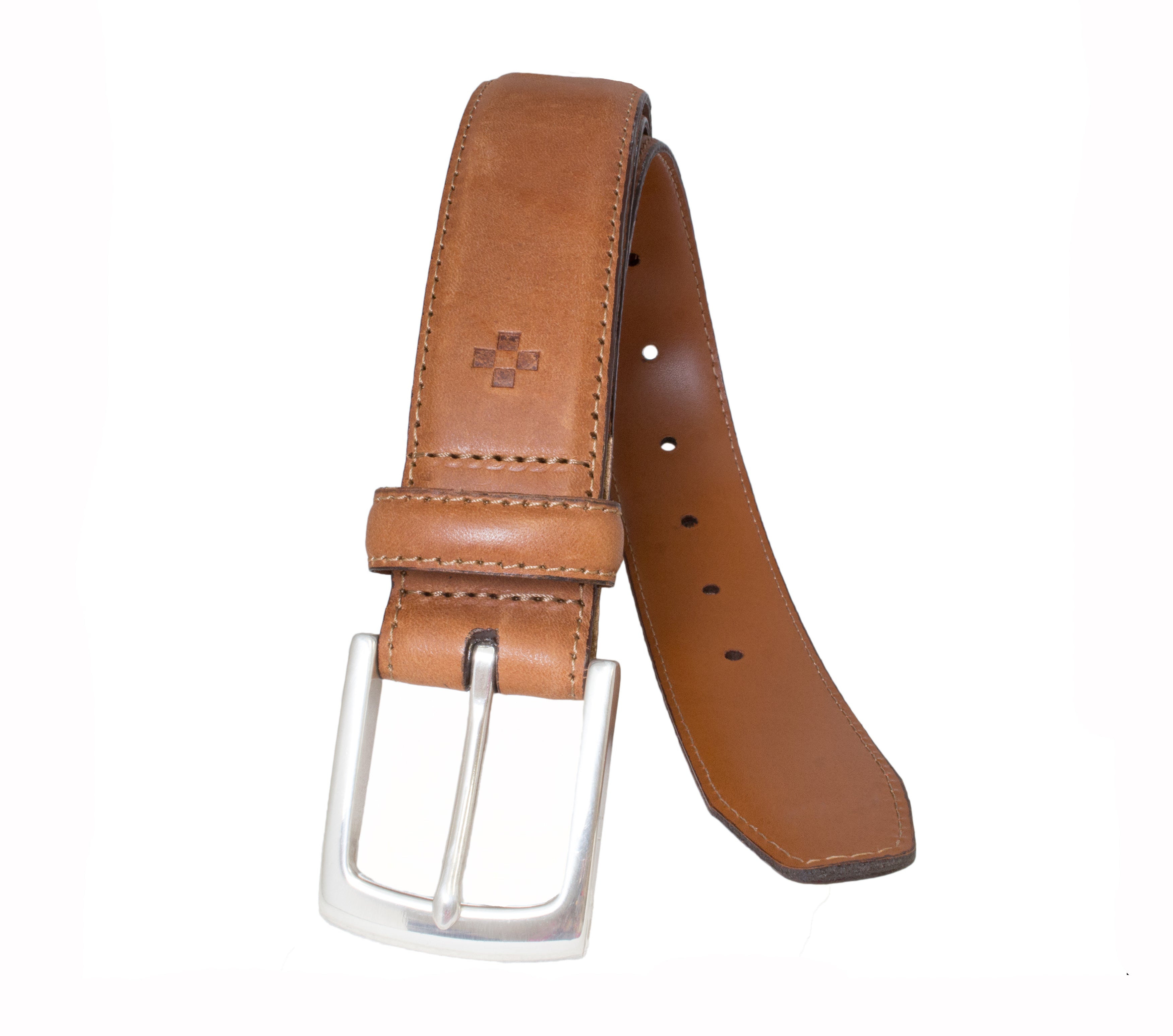 Stitched Edge Full Grain Italian Pull-up Leather Belt