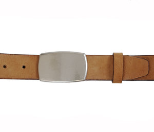 Ceinture classique en cuir nubuck italien avec boucle plaque finition antique