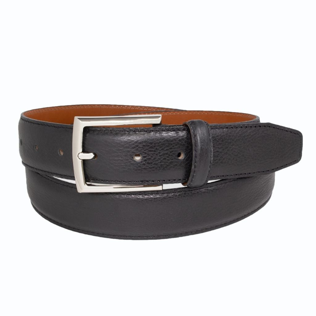 Ceinture en cuir italien pleine fleur cousue bord plume