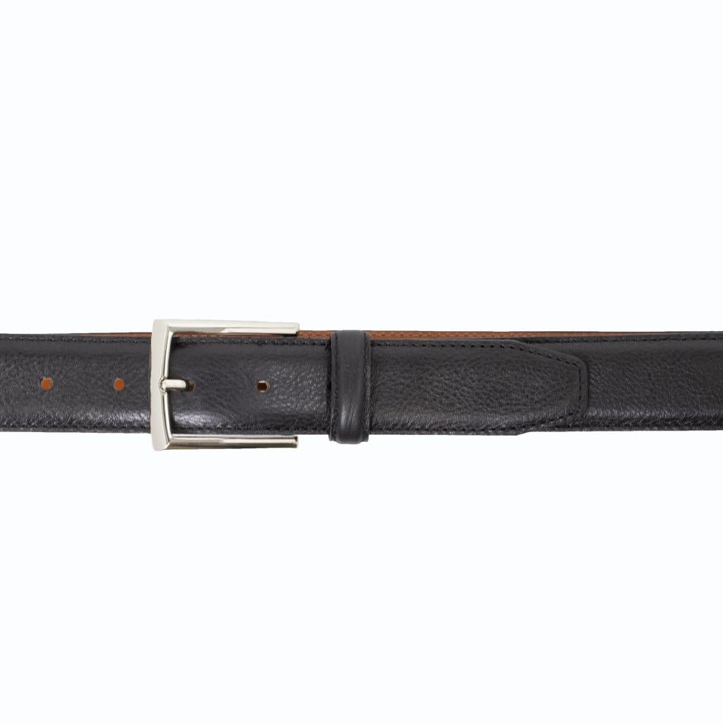 Stitched Feather Edge Italian Full Grain Leather Belt