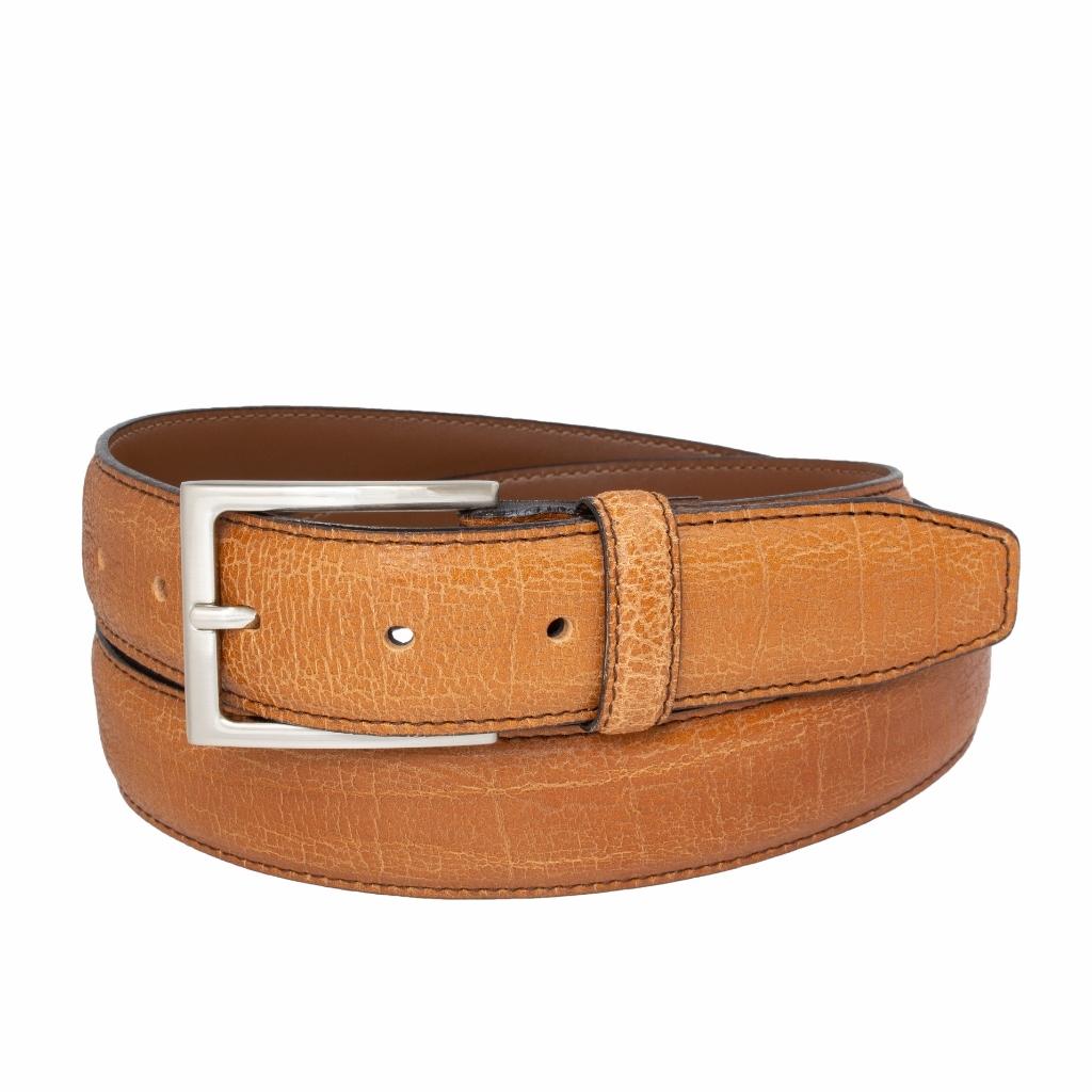 Stitched Feather Edge Italian Full Grain Leather Belt