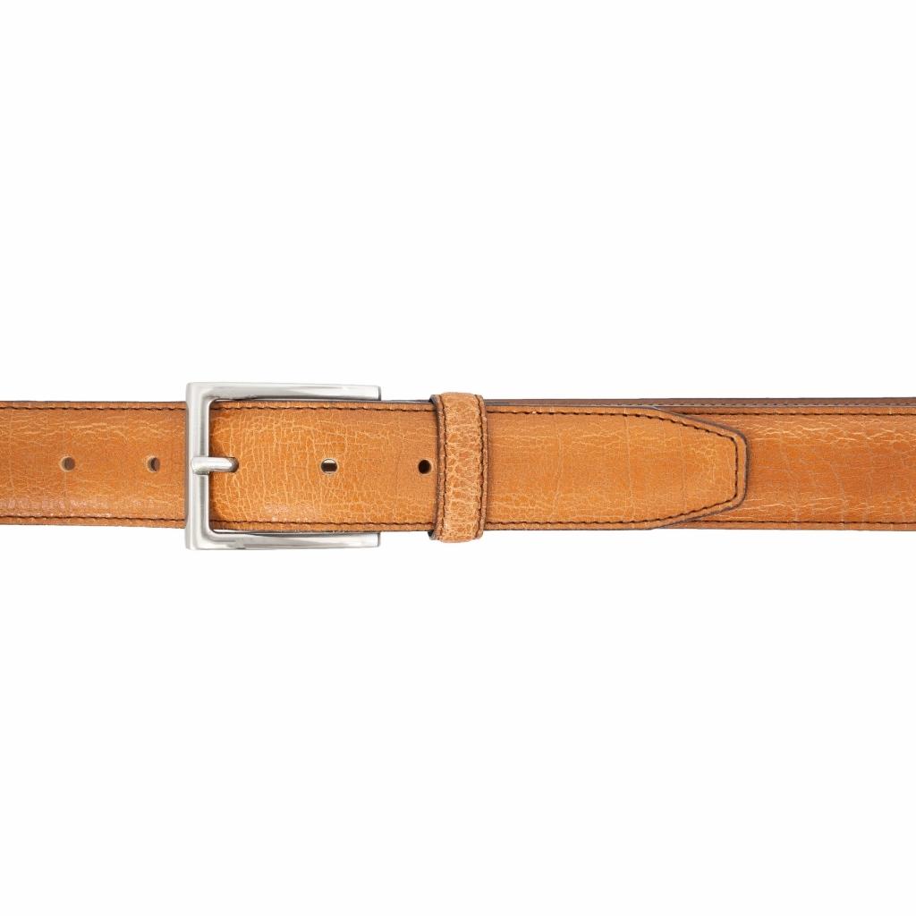 Stitched Feather Edge Italian Full Grain Leather Belt