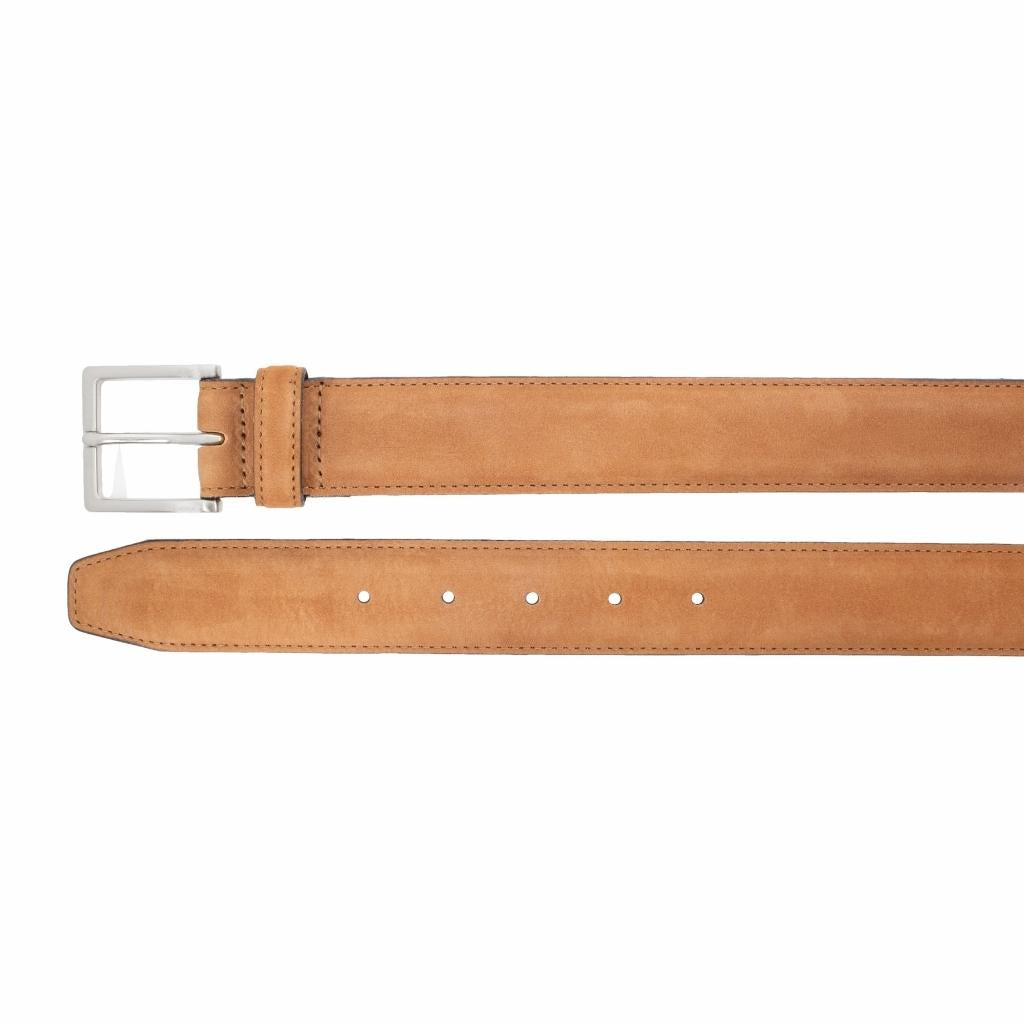 Stitched Feather Edge Italian Nubuck Leather Belt